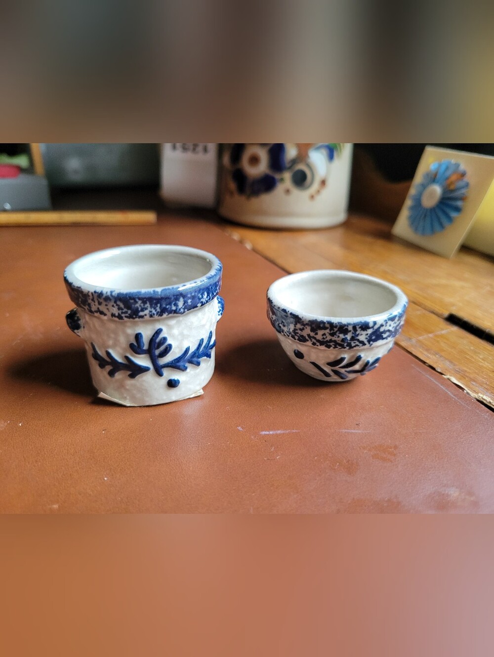 Vintage Tender Hearts Miniature Pottery 2 Piece Set